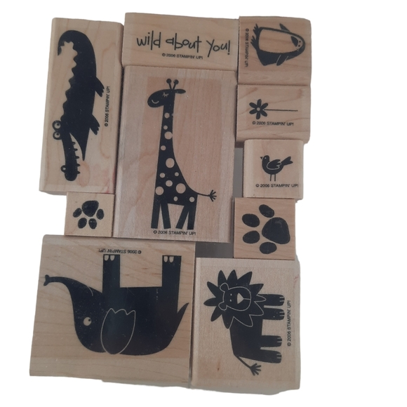 Stampin 'Up 2006 Retired set Wild About You 9 piece wood mounted stamps - Picture 2 of 3